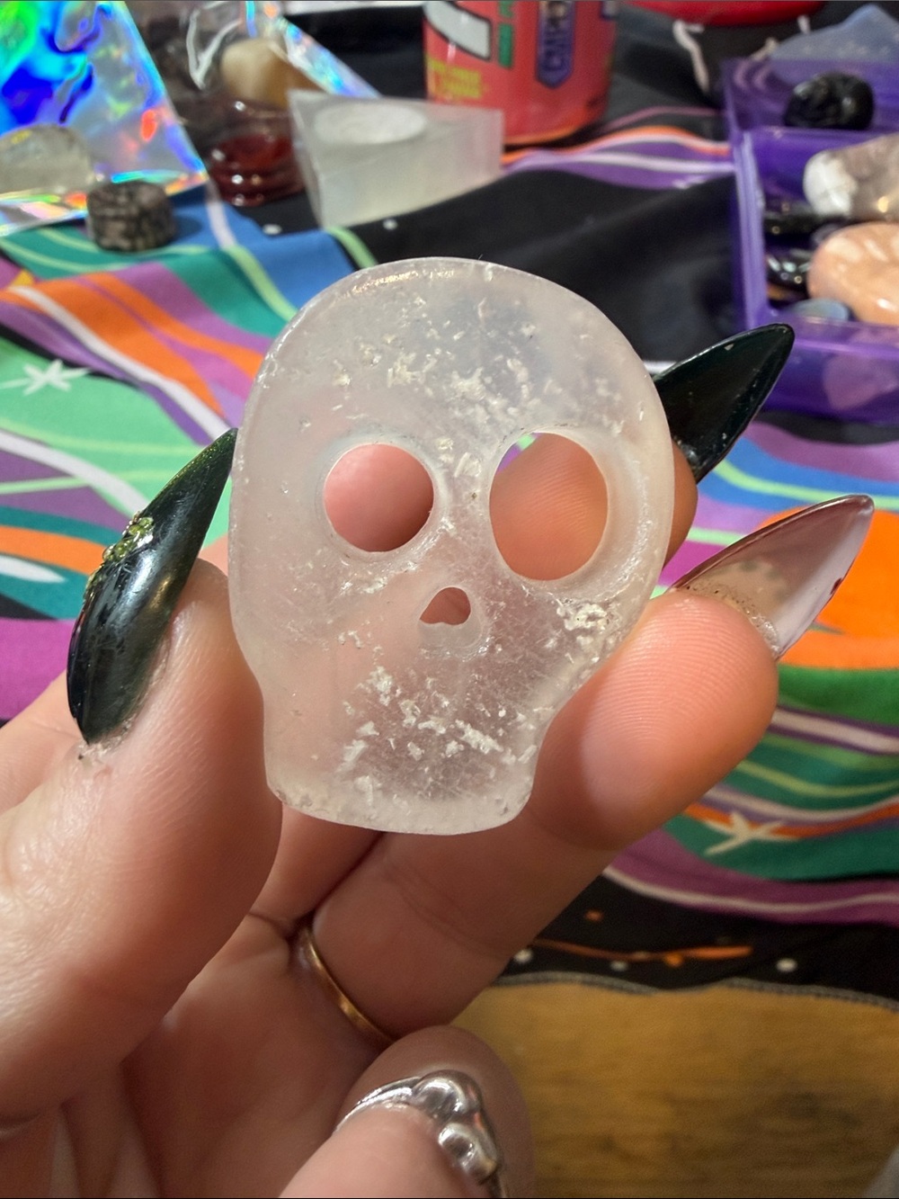 Translucent White Crystal Skull Accent for Home Decor